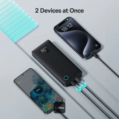 Os-Baseus Airpow Lite Power Bank 10000Mah 15W Cosmic Black (With Simple Series Data Cable Usb To Type-C 30Cm Black)